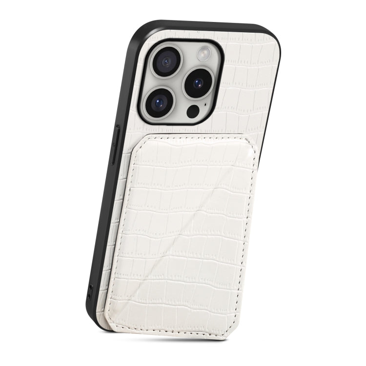 For iPhone 16 Pro Imitation Crocodile Leather Back Phone Case with Holder(White) - iPhone 16 Pro Cases by buy2fix | Online Shopping UK | buy2fix