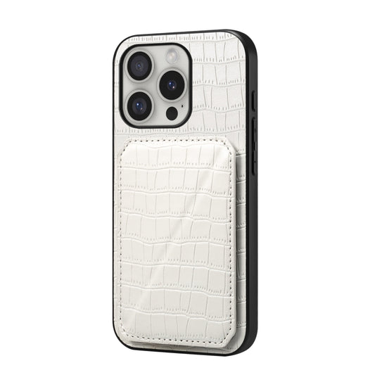 For iPhone 16 Pro Max Imitation Crocodile Leather Back Phone Case with Holder(White) - iPhone 16 Pro Max Cases by buy2fix | Online Shopping UK | buy2fix