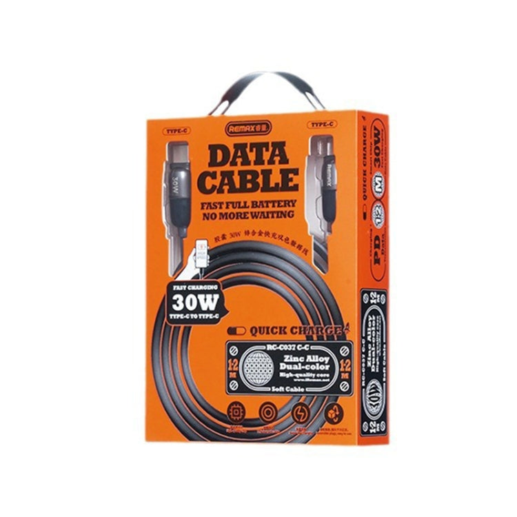 REMAX RC-C037 Capsule 1.2m 30W Type-C to Type-C PVC Fast Charging Cable(Black) - USB-C & Type-C Cable by REMAX | Online Shopping UK | buy2fix