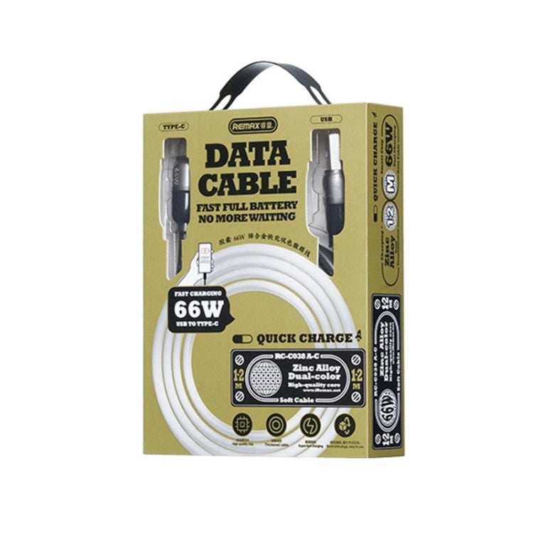 REMAX RC-C038 Capsule 1.2m 66W USB to Type-C PVC Fast Charging Cable(Black) - USB-C & Type-C Cable by REMAX | Online Shopping UK | buy2fix