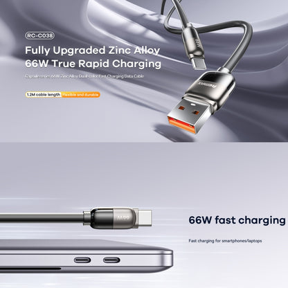 REMAX RC-C038 Capsule 1.2m 66W USB to Type-C PVC Fast Charging Cable(Black) - USB-C & Type-C Cable by REMAX | Online Shopping UK | buy2fix