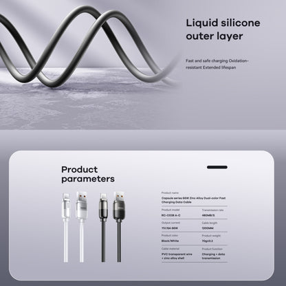 REMAX RC-C038 Capsule 1.2m 66W USB to Type-C PVC Fast Charging Cable(Black) - USB-C & Type-C Cable by REMAX | Online Shopping UK | buy2fix