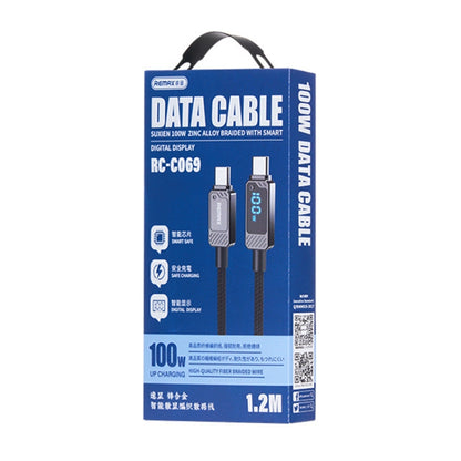 REMAX RC-C069 1.2m 100W Type-C to Type-C Digital Display Braided Fast Charging Cable(White) - USB-C & Type-C Cable by REMAX | Online Shopping UK | buy2fix