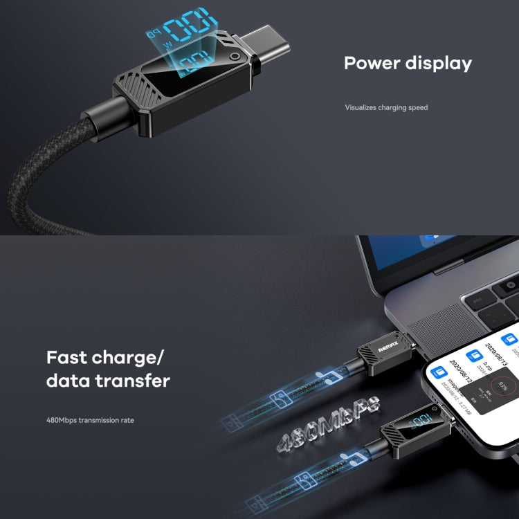 REMAX RC-C069 1.2m 100W Type-C to Type-C Digital Display Braided Fast Charging Cable(Black) - USB-C & Type-C Cable by REMAX | Online Shopping UK | buy2fix