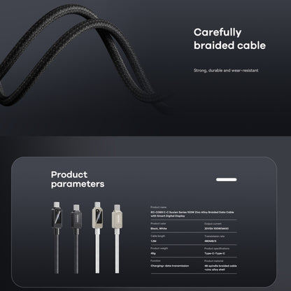 REMAX RC-C069 1.2m 100W Type-C to Type-C Digital Display Braided Fast Charging Cable(White) - USB-C & Type-C Cable by REMAX | Online Shopping UK | buy2fix