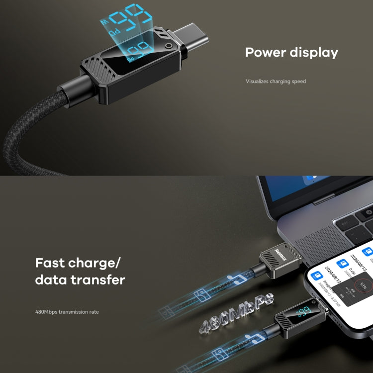 REMAX RC-C070 1.2m 66W USB to Type-C Digital Display Braided Fast Charging Cable(Black) - USB-C & Type-C Cable by REMAX | Online Shopping UK | buy2fix
