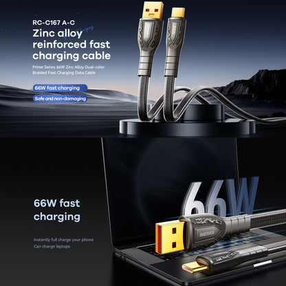 REMAX RC-C167 Prime 1.2m 66W USB to Type-C Braided Fast Charging Cable(Black) - USB-C & Type-C Cable by REMAX | Online Shopping UK | buy2fix