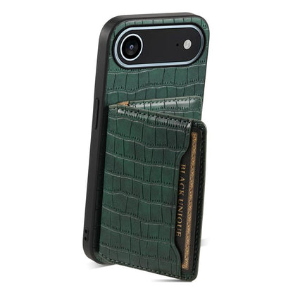 For iPhone Air Crocodile Texture Card Bag Design Full Coverage Phone Case(Green) - iPhone Air Cases by buy2fix | Online Shopping UK | buy2fix