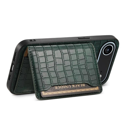 For iPhone Air Crocodile Texture Card Bag Design Full Coverage Phone Case(Green) - iPhone Air Cases by buy2fix | Online Shopping UK | buy2fix