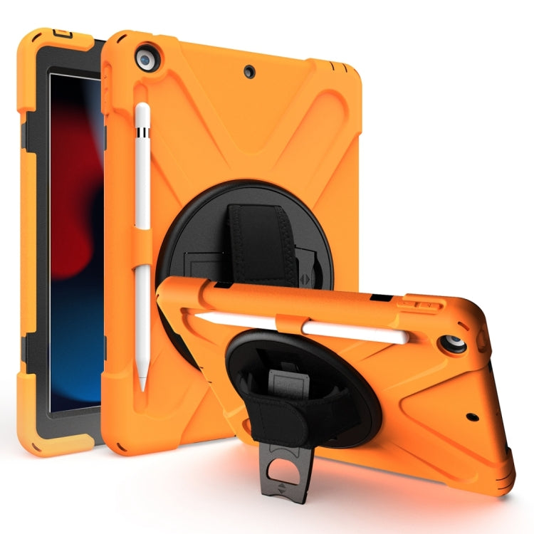 For iPad 10.2 2021 / 2020 / 2019 Shockproof Colorful Silicone + PC Protective Case with Holder & Shoulder Strap & Hand Strap & Pen Slot(Orange) - iPad 10.2 Cases by buy2fix | Online Shopping UK | buy2fix