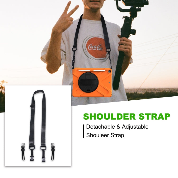 For iPad 10.2 2021 / 2020 / 2019 Shockproof Colorful Silicone + PC Protective Case with Holder & Shoulder Strap & Hand Strap & Pen Slot(Orange) - iPad 10.2 Cases by buy2fix | Online Shopping UK | buy2fix