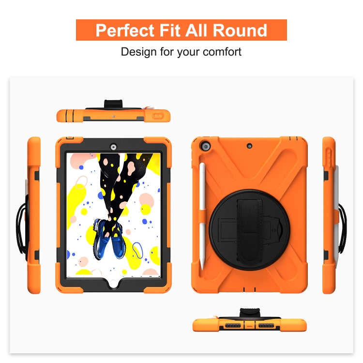 For iPad 10.2 2021 / 2020 / 2019 Shockproof Colorful Silicone + PC Protective Case with Holder & Shoulder Strap & Hand Strap & Pen Slot(Orange) - iPad 10.2 Cases by buy2fix | Online Shopping UK | buy2fix