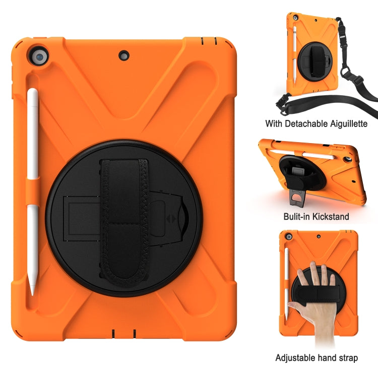 For iPad 10.2 2021 / 2020 / 2019 Shockproof Colorful Silicone + PC Protective Case with Holder & Shoulder Strap & Hand Strap & Pen Slot(Orange) - iPad 10.2 Cases by buy2fix | Online Shopping UK | buy2fix