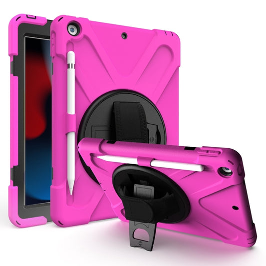 For iPad 10.2 2021 / 2020 / 2019 Shockproof Colorful Silicone + PC Protective Case with Holder & Shoulder Strap & Hand Strap & Pen Slot(Pink) - iPad 10.2 Cases by buy2fix | Online Shopping UK | buy2fix