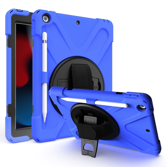 For iPad 10.2 2021 / 2020 / 2019 Shockproof Colorful Silicone + PC Protective Case with Holder & Shoulder Strap & Hand Strap & Pen Slot(Blue) - iPad 10.2 Cases by buy2fix | Online Shopping UK | buy2fix