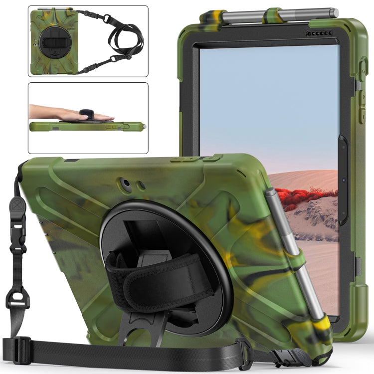 For Microsoft Surface Go 4 / 3 / 2 / 1 Shockproof Colorful Silicone + PC Protective Case with Holder & Shoulder Strap & Hand Strap & Pen Slot (CP Camouflage) - Others by buy2fix | Online Shopping UK | buy2fix