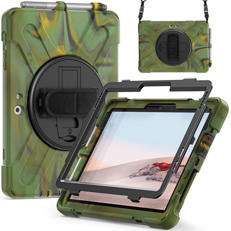 For Microsoft Surface Go 4 / 3 / 2 / 1 Shockproof Colorful Silicone + PC Protective Case with Holder & Shoulder Strap & Hand Strap & Pen Slot (CP Camouflage) - Others by buy2fix | Online Shopping UK | buy2fix
