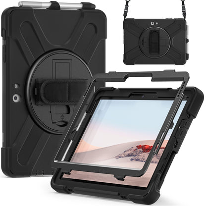 For Microsoft Surface Go 4 / 3 / 2 / 1 Shockproof Colorful Silicone + PC Protective Case with Holder & Shoulder Strap & Hand Strap & Pen Slot(Black) - Others by buy2fix | Online Shopping UK | buy2fix