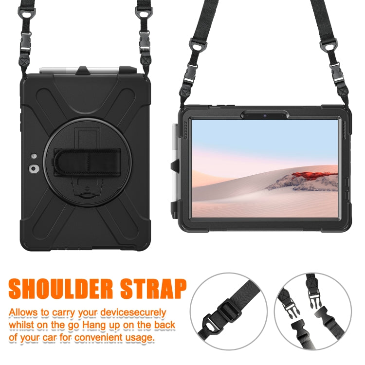 For Microsoft Surface Go 4 / 3 / 2 / 1 Shockproof Colorful Silicone + PC Protective Case with Holder & Shoulder Strap & Hand Strap & Pen Slot(Black) - Others by buy2fix | Online Shopping UK | buy2fix