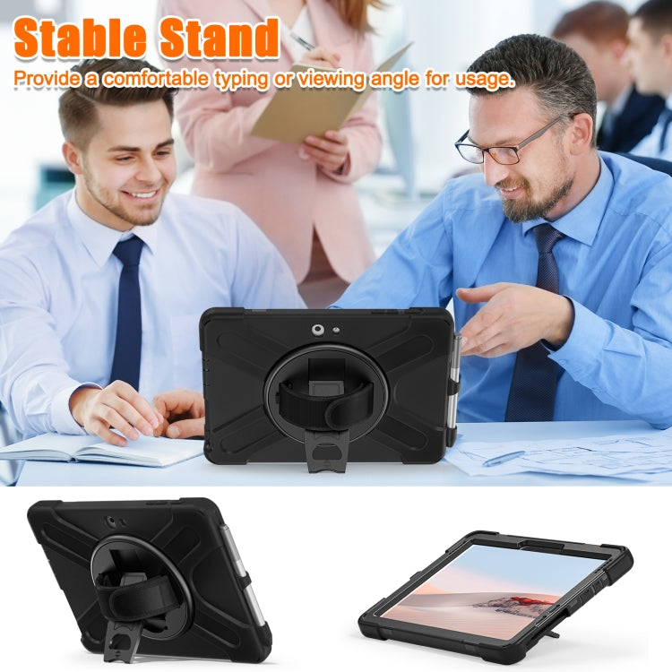 For Microsoft Surface Go 4 / 3 / 2 / 1 Shockproof Colorful Silicone + PC Protective Case with Holder & Shoulder Strap & Hand Strap & Pen Slot(Black) - Others by buy2fix | Online Shopping UK | buy2fix