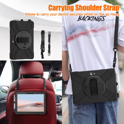 For Microsoft Surface Go 4 / 3 / 2 / 1 Shockproof Colorful Silicone + PC Protective Case with Holder & Shoulder Strap & Hand Strap & Pen Slot(Black) - Others by buy2fix | Online Shopping UK | buy2fix