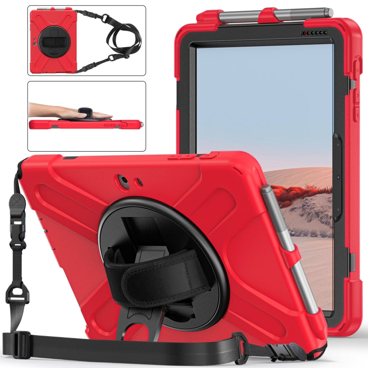 For Microsoft Surface Go 4 / 3 / 2 / 1 Shockproof Colorful Silicone + PC Protective Case with Holder & Shoulder Strap & Hand Strap & Pen Slot(Red) - Others by buy2fix | Online Shopping UK | buy2fix