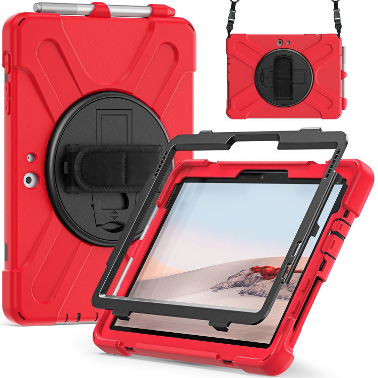 For Microsoft Surface Go 4 / 3 / 2 / 1 Shockproof Colorful Silicone + PC Protective Case with Holder & Shoulder Strap & Hand Strap & Pen Slot(Red) - Others by buy2fix | Online Shopping UK | buy2fix