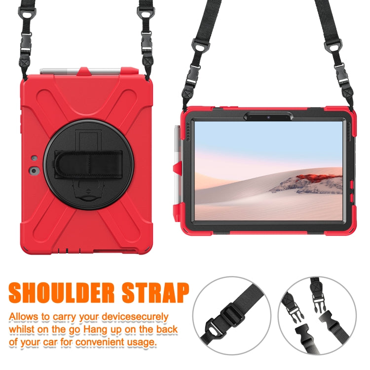 For Microsoft Surface Go 4 / 3 / 2 / 1 Shockproof Colorful Silicone + PC Protective Case with Holder & Shoulder Strap & Hand Strap & Pen Slot(Red) - Others by buy2fix | Online Shopping UK | buy2fix