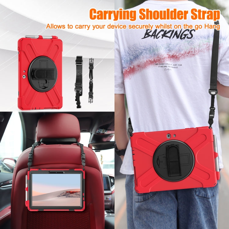 For Microsoft Surface Go 4 / 3 / 2 / 1 Shockproof Colorful Silicone + PC Protective Case with Holder & Shoulder Strap & Hand Strap & Pen Slot(Red) - Others by buy2fix | Online Shopping UK | buy2fix