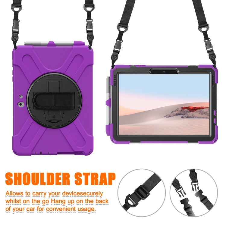 For Microsoft Surface Go 4 / 3 / 2 / 1 Shockproof Colorful Silicone + PC Protective Case with Holder & Shoulder Strap & Hand Strap & Pen Slot(Purple) - Others by buy2fix | Online Shopping UK | buy2fix