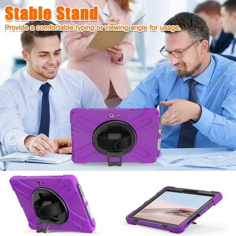 For Microsoft Surface Go 4 / 3 / 2 / 1 Shockproof Colorful Silicone + PC Protective Case with Holder & Shoulder Strap & Hand Strap & Pen Slot(Purple) - Others by buy2fix | Online Shopping UK | buy2fix