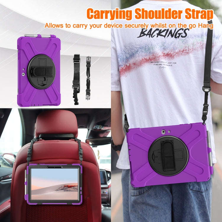 For Microsoft Surface Go 4 / 3 / 2 / 1 Shockproof Colorful Silicone + PC Protective Case with Holder & Shoulder Strap & Hand Strap & Pen Slot(Purple) - Others by buy2fix | Online Shopping UK | buy2fix