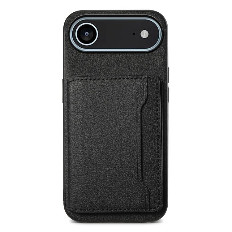 For iPhone Air Calf Texture Card Bag Design Full Coverage Phone Case(Black) - iPhone Air Cases by buy2fix | Online Shopping UK | buy2fix