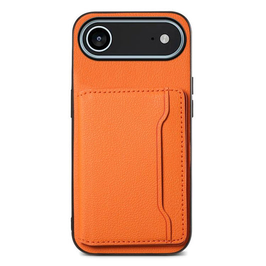 For iPhone Air Calf Texture Card Bag Design Full Coverage Phone Case(Orange) - iPhone Air Cases by buy2fix | Online Shopping UK | buy2fix