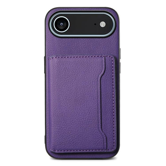 For iPhone Air Calf Texture Card Bag Design Full Coverage Phone Case(Purple) - iPhone Air Cases by buy2fix | Online Shopping UK | buy2fix