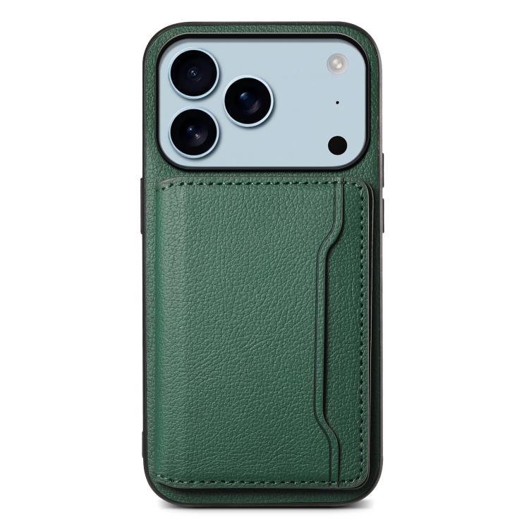 For iPhone 17 Pro Calf Texture Card Bag Design Full Coverage Phone Case(Green) - iPhone 17 Pro Cases by buy2fix | Online Shopping UK | buy2fix