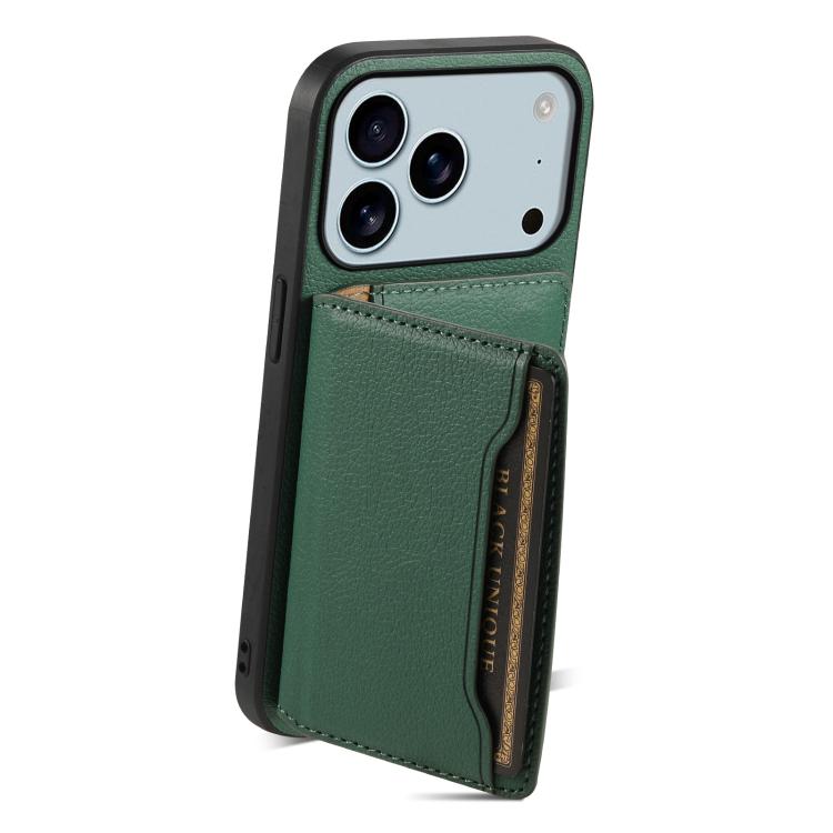 For iPhone 17 Pro Max Calf Texture Card Bag Design Full Coverage Phone Case(Green) - iPhone Air Cases by buy2fix | Online Shopping UK | buy2fix