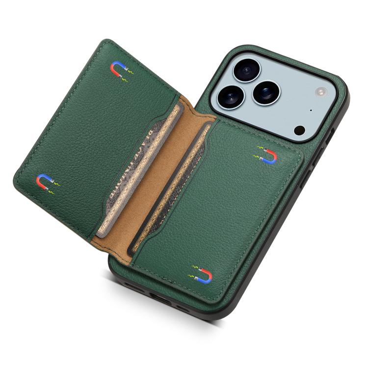For iPhone 17 Pro Max Calf Texture Card Bag Design Full Coverage Phone Case(Green) - iPhone Air Cases by buy2fix | Online Shopping UK | buy2fix