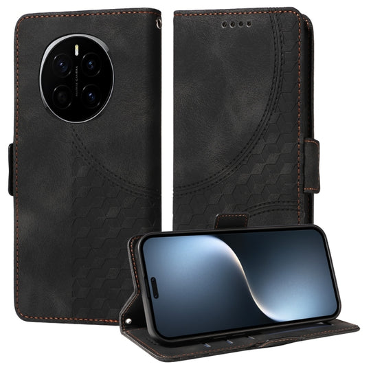 For Honor Magic7 Pro Embossed Rhombus Starry Leather Phone Case(Black)
