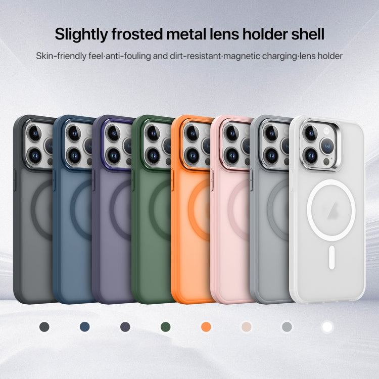 For iPhone 15 Pro Max Magsafe Skin Feel Lens Holder Phone Case(Titanium Grey) - iPhone 15 Pro Max Cases by buy2fix | Online Shopping UK | buy2fix