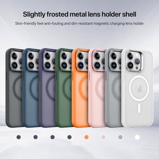 For iPhone 14 Pro Skin Feel Lens Holder Magsafe Phone Case(Deep Purple) by buy2fix