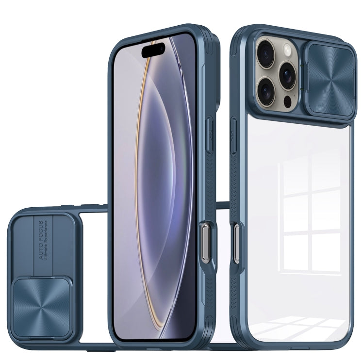 For iPhone 16 Pro Sliding Camshield Acrylic Hybrid TPU Phone Case(Navy Blue) - iPhone 16 Pro Cases by buy2fix | Online Shopping UK | buy2fix