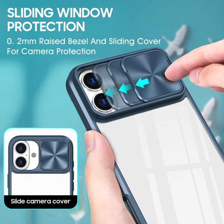 For iPhone 16 Pro Sliding Camshield Acrylic Hybrid TPU Phone Case(Navy Blue) - iPhone 16 Pro Cases by buy2fix | Online Shopping UK | buy2fix