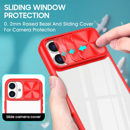 For iPhone 16 Plus Sliding Camshield Acrylic Hybrid TPU Phone Case(Red) - iPhone 16 Plus Cases by buy2fix | Online Shopping UK | buy2fix