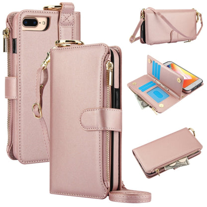 For iPhone 7 / 8 / SE 2022 Crossbody Ring Multifunctional Wallet Leather Phone Case(Rose Gold) - iPhone SE 2022 / 2020 / 8 / 7 Cases by buy2fix | Online Shopping UK | buy2fix