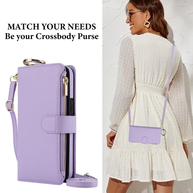 For iPhone 7 / 8 / SE 2022 Crossbody Ring Multifunctional Wallet Leather Phone Case(Purple) - iPhone SE 2022 / 2020 / 8 / 7 Cases by buy2fix | Online Shopping UK | buy2fix