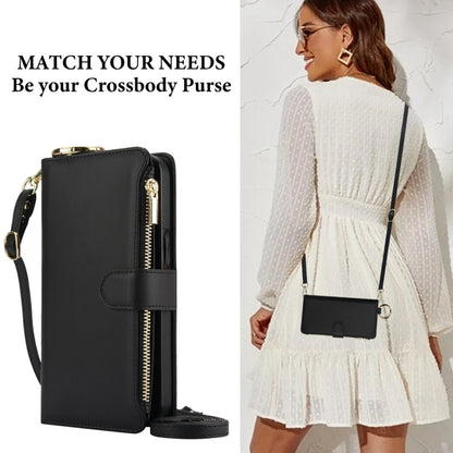 For iPhone 11 Pro Crossbody Ring Multifunctional Wallet Leather Phone Case(Black) - iPhone 11 Pro Cases by buy2fix | Online Shopping UK | buy2fix