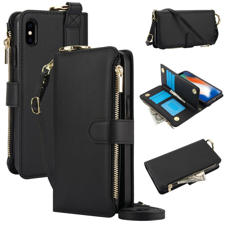 For iPhone XR Crossbody Ring Multifunctional Wallet Leather Phone Case(White) - More iPhone Cases by buy2fix | Online Shopping UK | buy2fix
