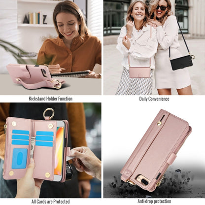 For iPhone 7 Plus / 8 Plus Crossbody Ring Multifunctional Wallet Leather Phone Case(Rose Gold) - More iPhone Cases by buy2fix | Online Shopping UK | buy2fix
