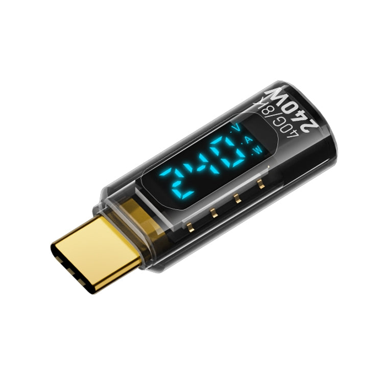 Type-C Male to Type-C Female 240W Full-featured Adapter with Digital Display(Transparent Black) - OTG Adapter by buy2fix | Online Shopping UK | buy2fix